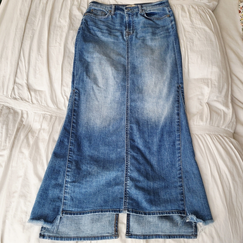 7 For All Mankind Long Denim Skirt